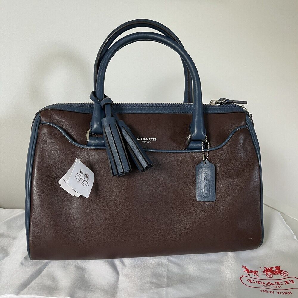 Coach Legacy Haley Satchel Purse Two-Tone Brown Navy NWT $328 + Dust Bag